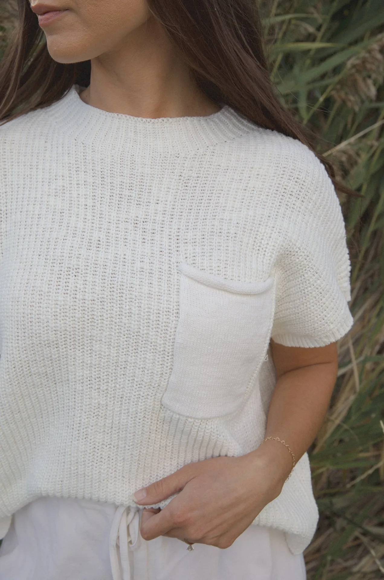 Haven White Short Sleeve Sweater