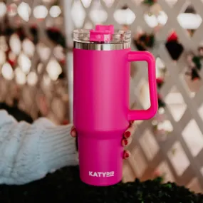 Hot Pink 40 Oz Tumbler Cup with Handle