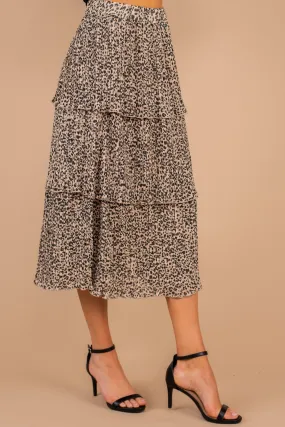 I'll Show You How Taupe Brown Leopard Midi Skirt