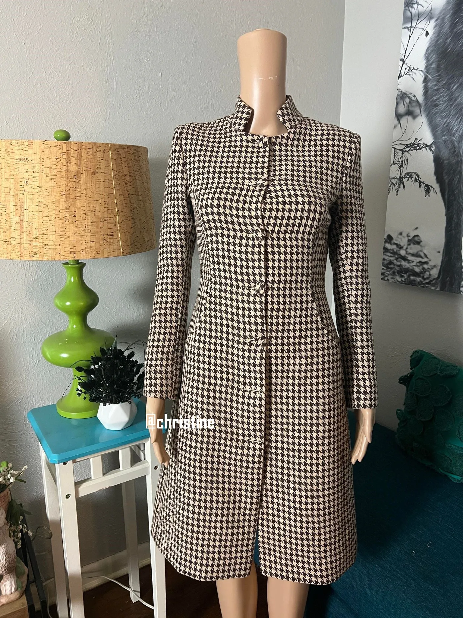 Irina Fall Coat in Hounds Tooths Brown