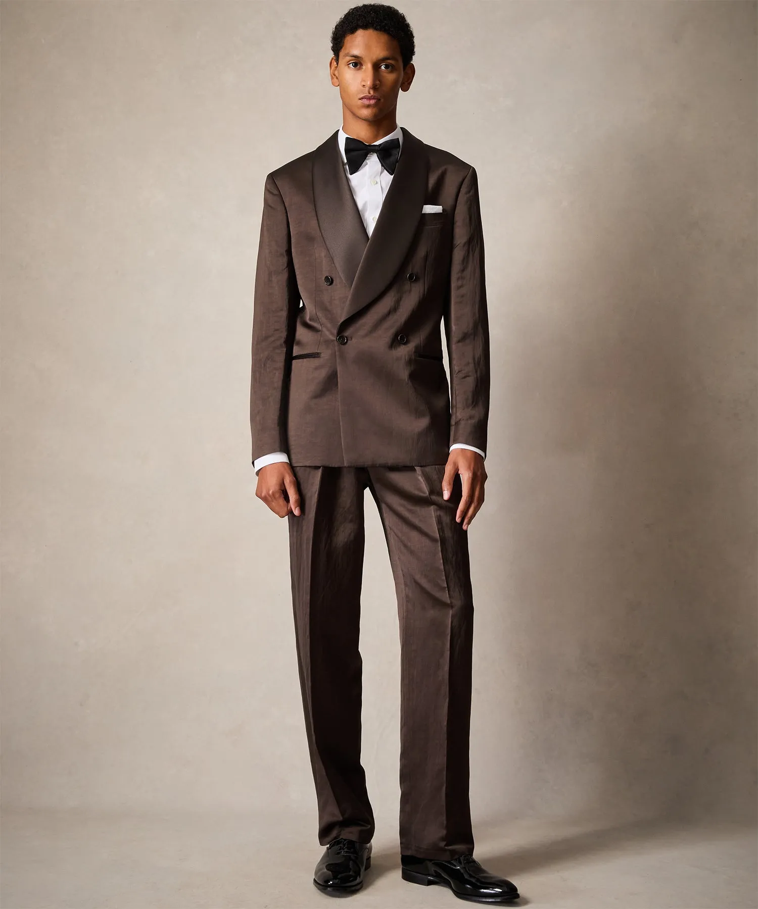 Italian Relaxed Tuxedo Trouser in Brown