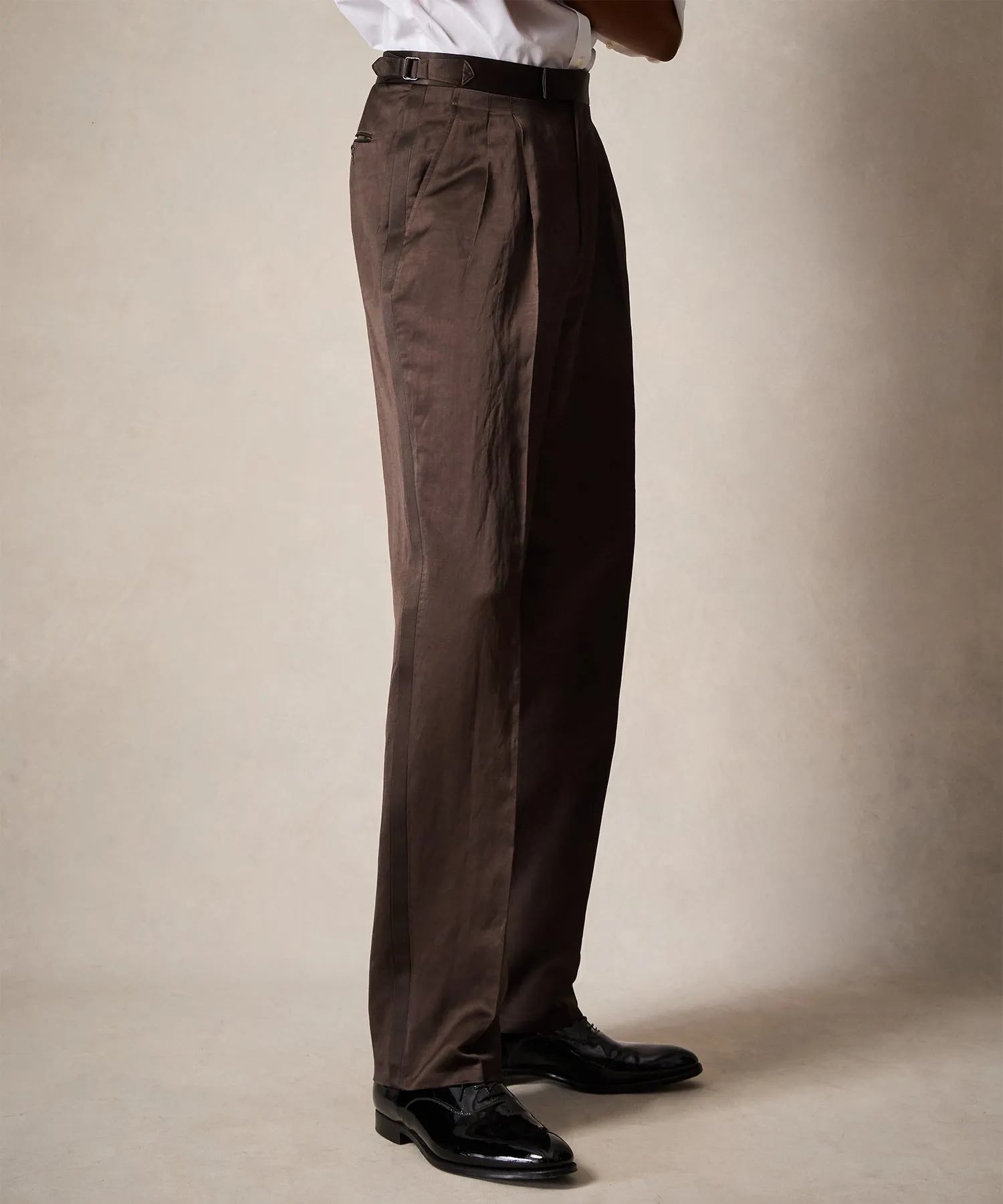 Italian Relaxed Tuxedo Trouser in Brown