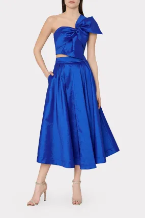 Juliet Taffeta Midi Skirt - Blue