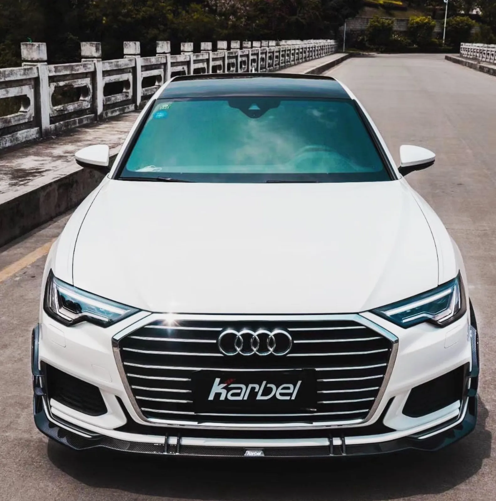 Karbel Carbon Dry Carbon Fiber Front Bumper Canards for Audi S6 & A6 S-Line & A6 Avant 2019-ON C8