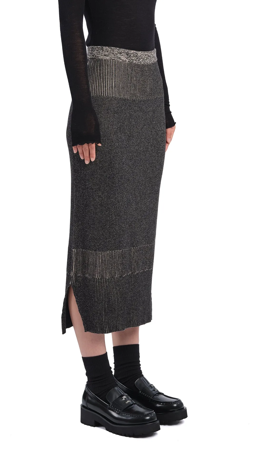 Knitted Two Tone Pencil Skirt