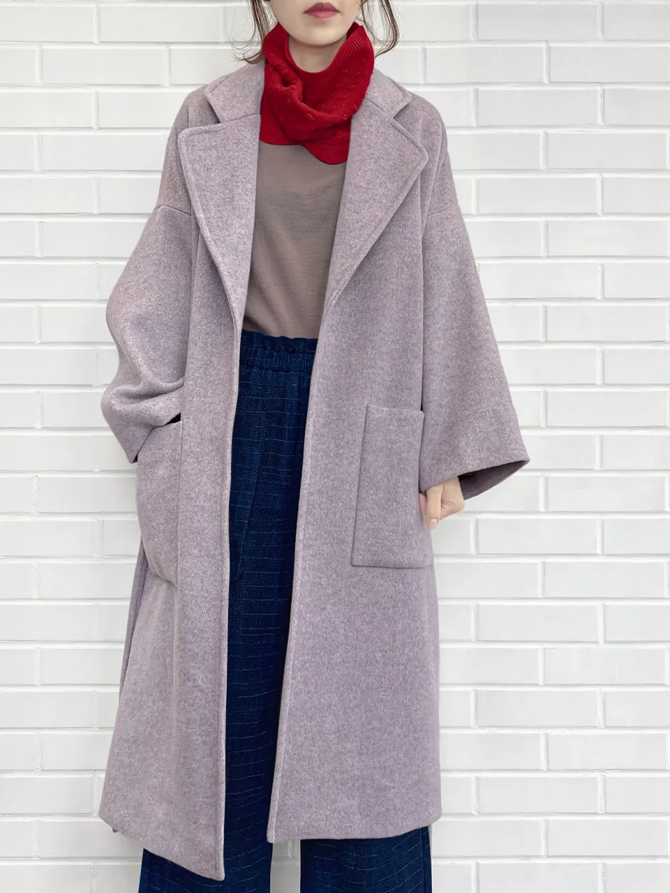 Last Chance! Lilac Relaxed Fit Luxury Woollen Belted Coat