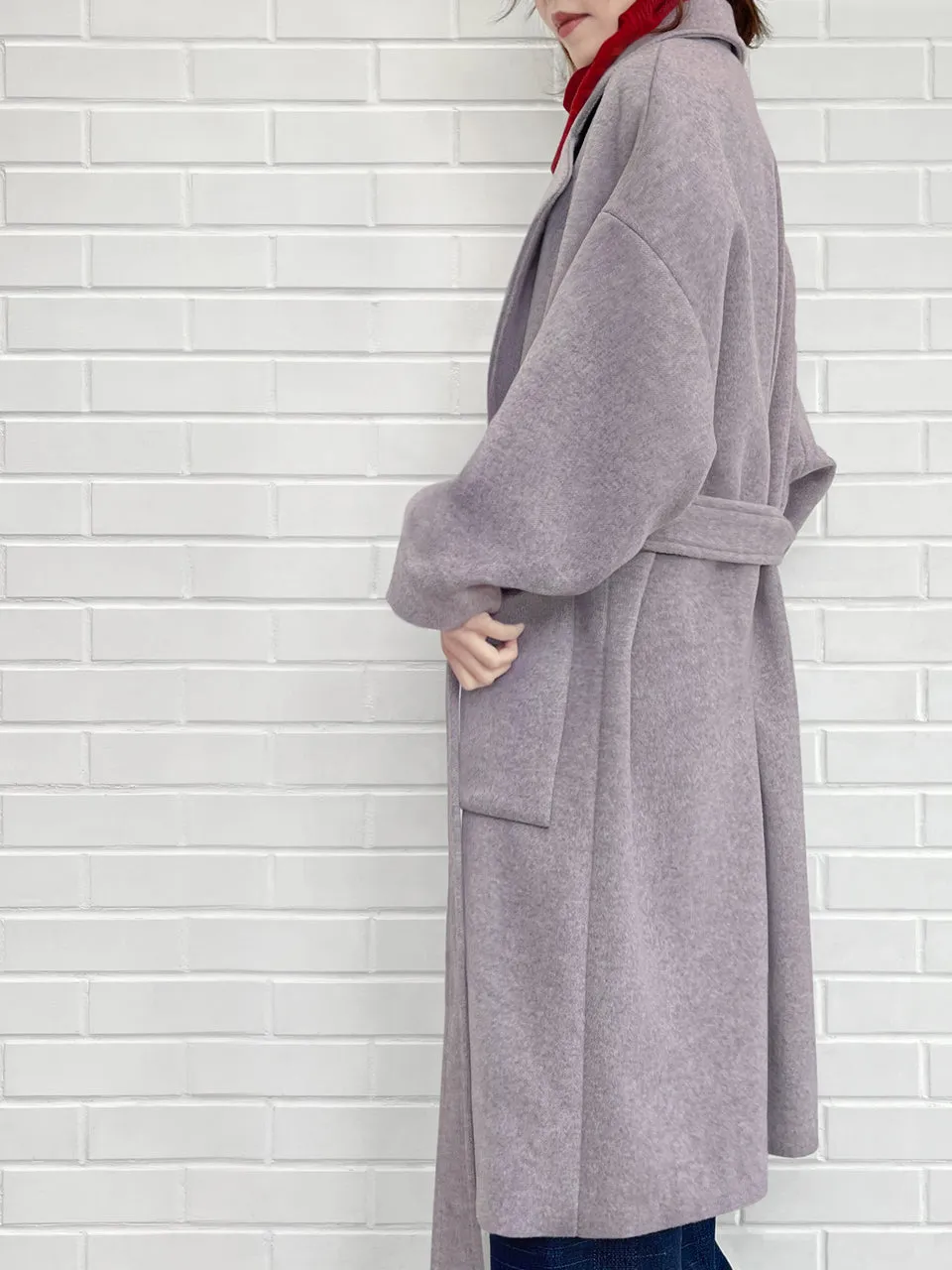 Last Chance! Lilac Relaxed Fit Luxury Woollen Belted Coat