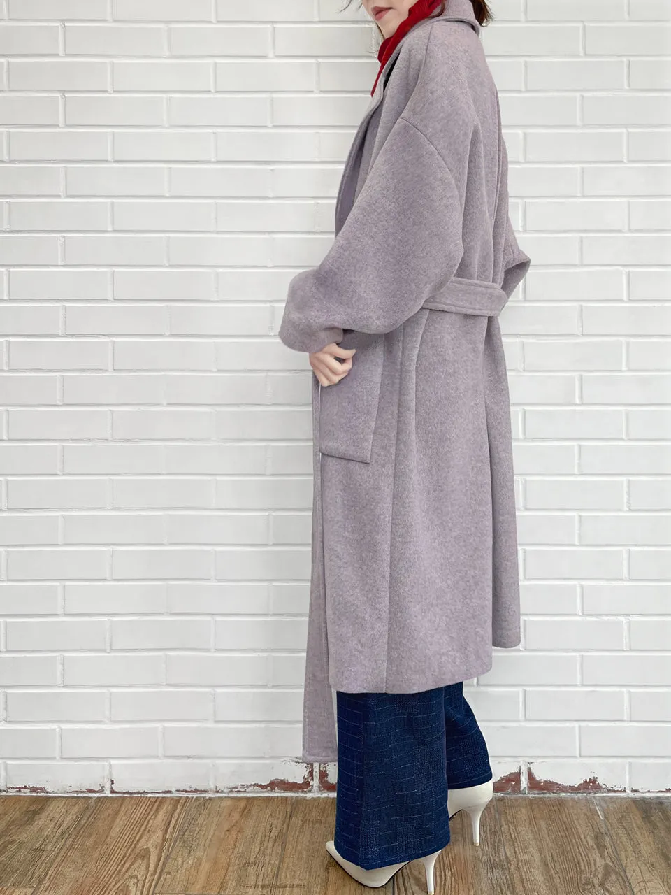 Last Chance! Lilac Relaxed Fit Luxury Woollen Belted Coat