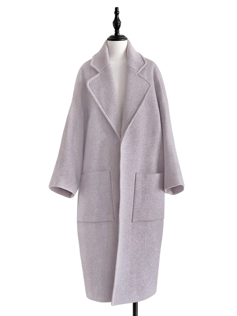 Last Chance! Lilac Relaxed Fit Luxury Woollen Belted Coat