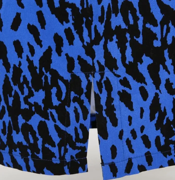 Leopard Pencil Skirt Electric Blue