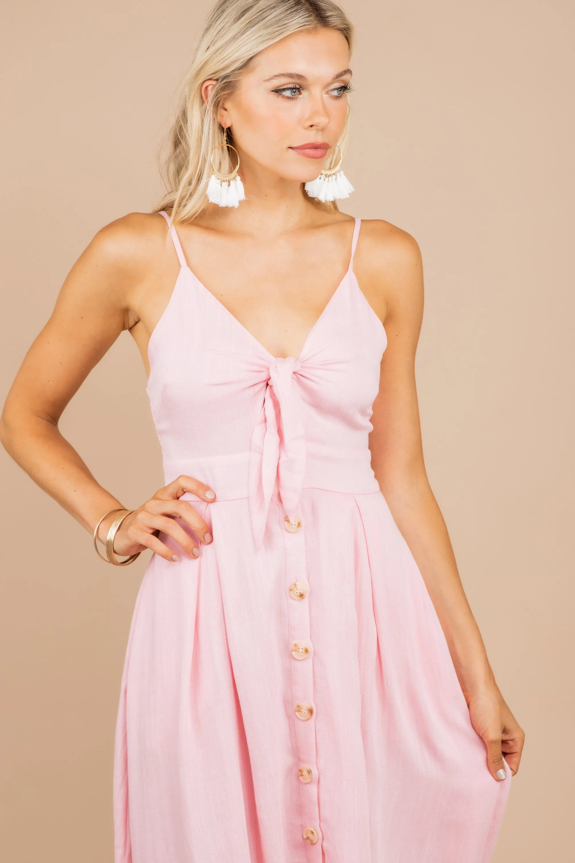 Let's Have Fun Blush Pink Midi Dress