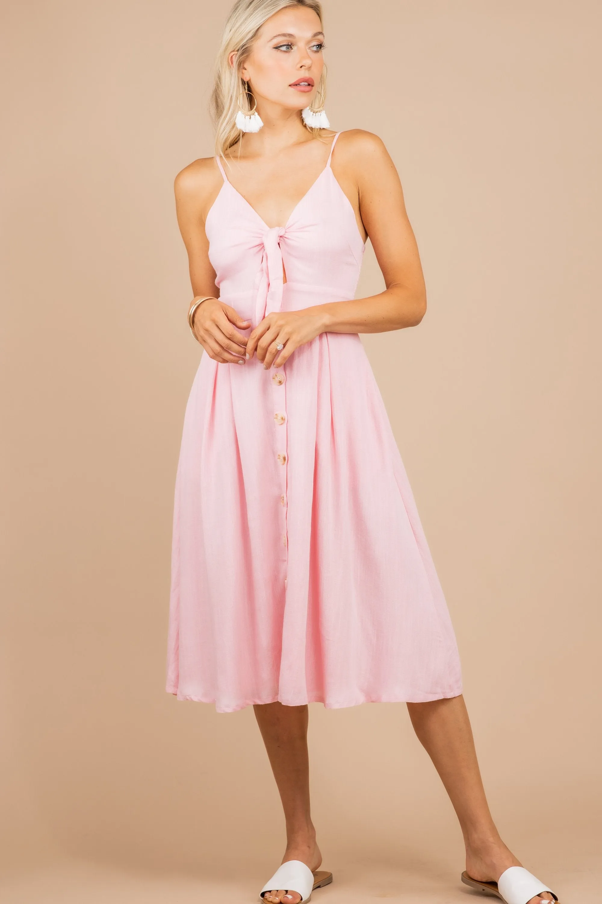 Let's Have Fun Blush Pink Midi Dress