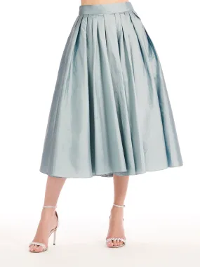 LIGHT BLUE TAFFETA TEA LENGTH MIDI SKIRT