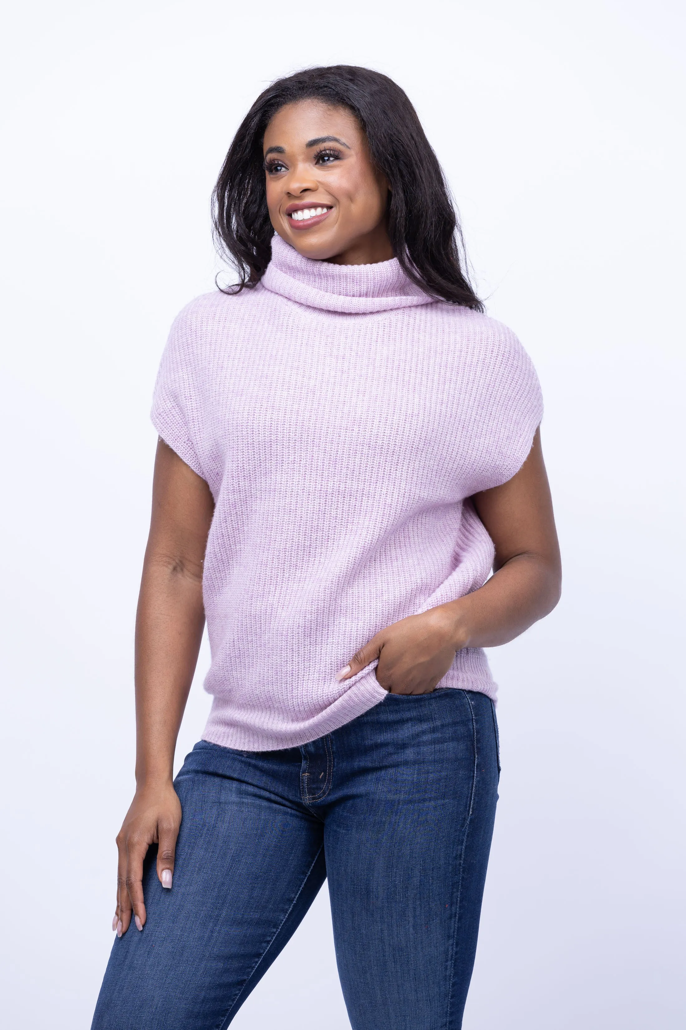 Lilla P Ribbed Turtleneck Sweater in Lilac