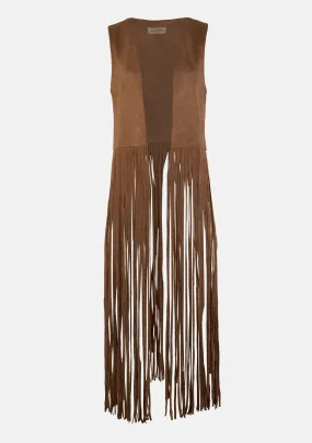 Long Fringe Suede Vest