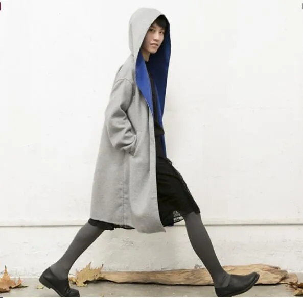 Loose style Hooded Long Wool Coat Warm Wool coat/2331