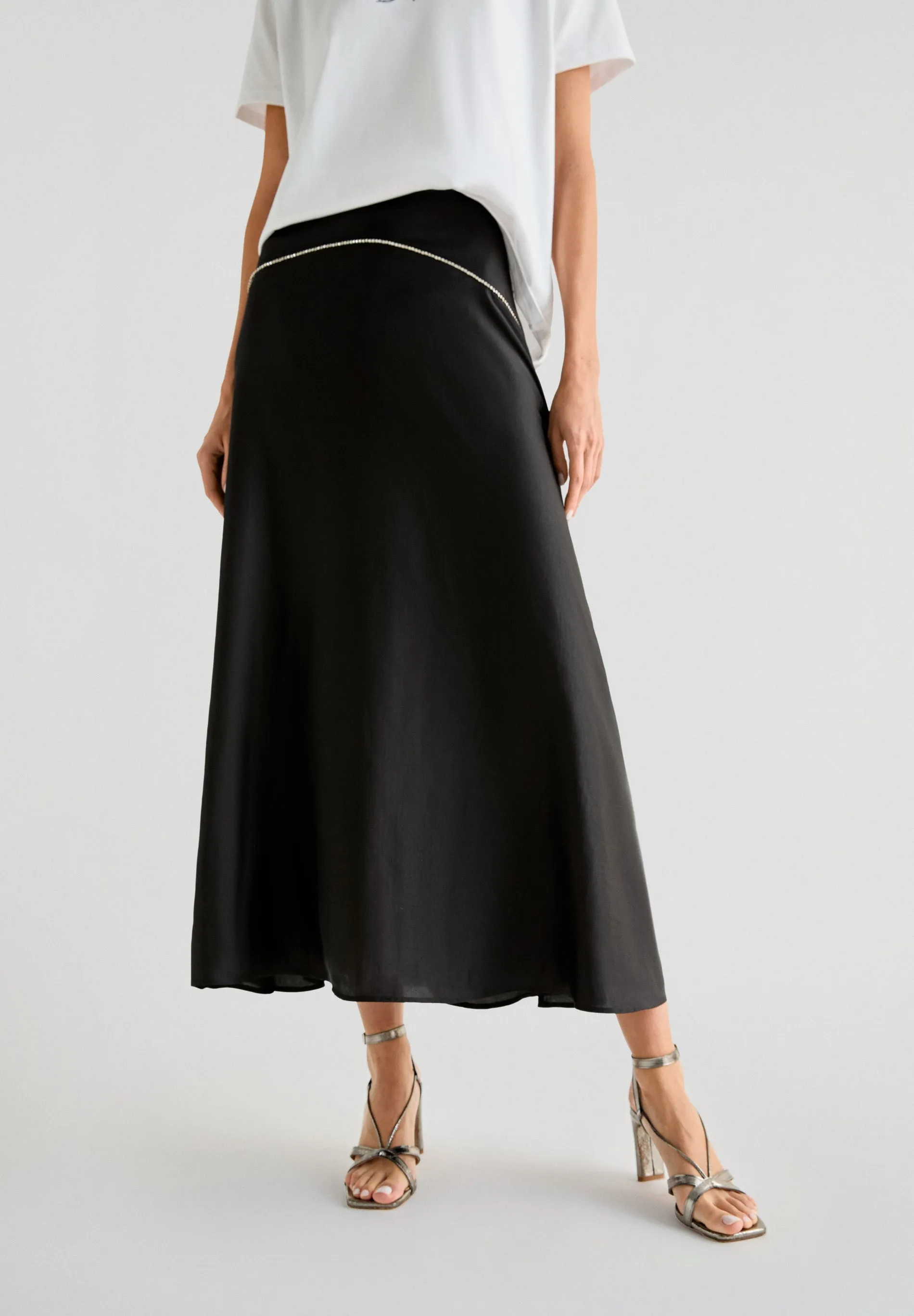 LOVE STORIES X SCALPERS SATIN SKIRT WITH CRYSTAL DETAILS