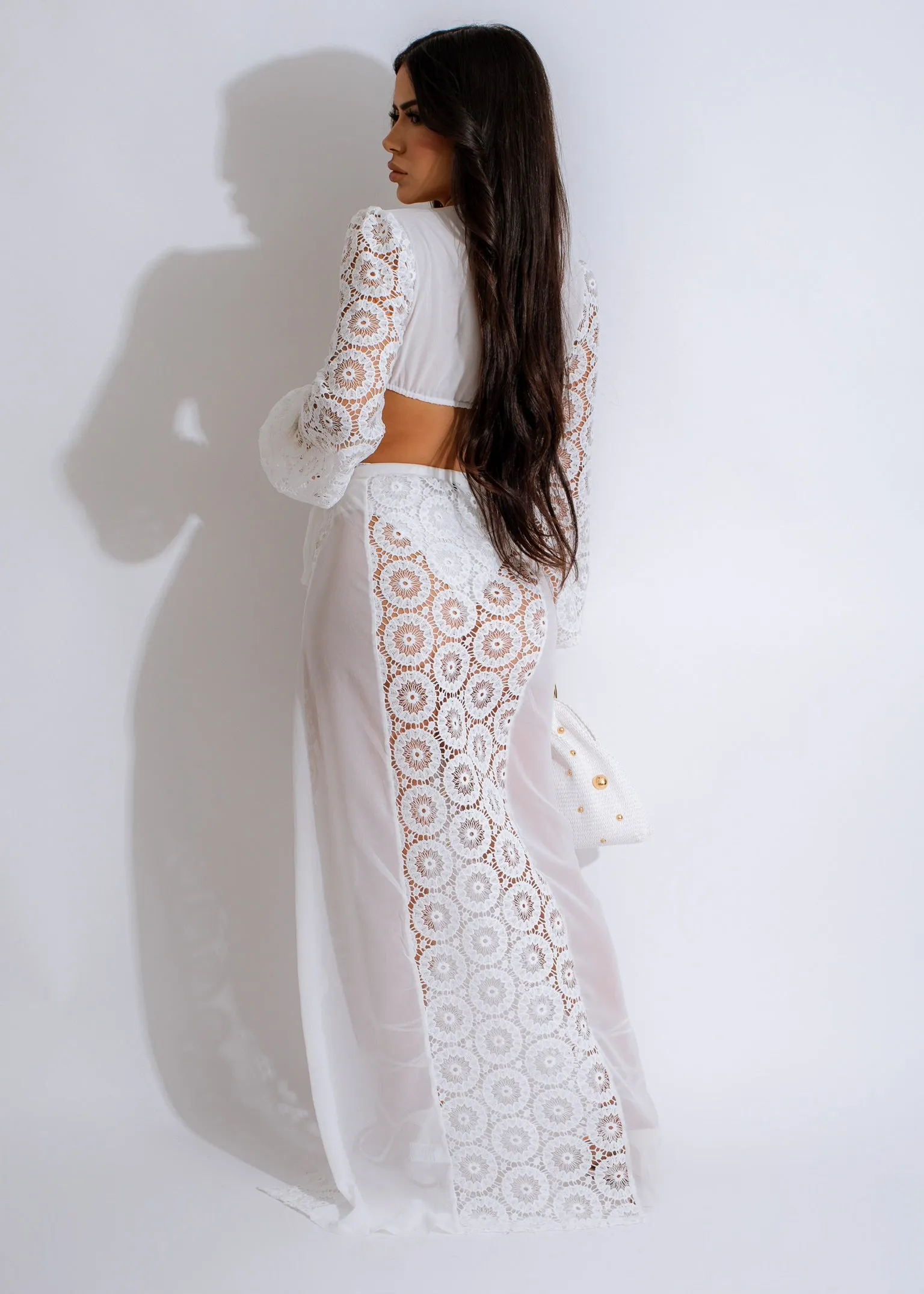 Luminous Lace Skirt Set White