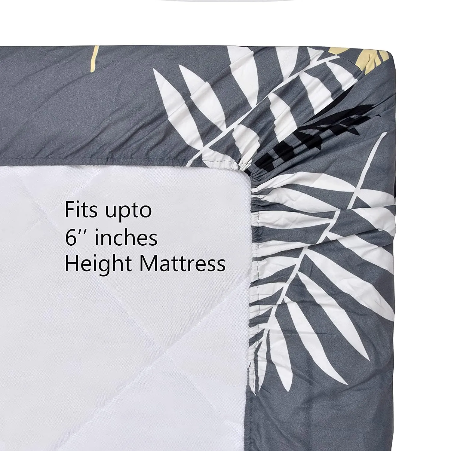 Luxury Trends Premium Cotton Feel Elastic Fitted Bedsheets with 1 Pillow Covers | Single Coat Bed with All Around Elastic 180 TC Supersoft | Size - 72 x 36  6 inches | Beige & Black