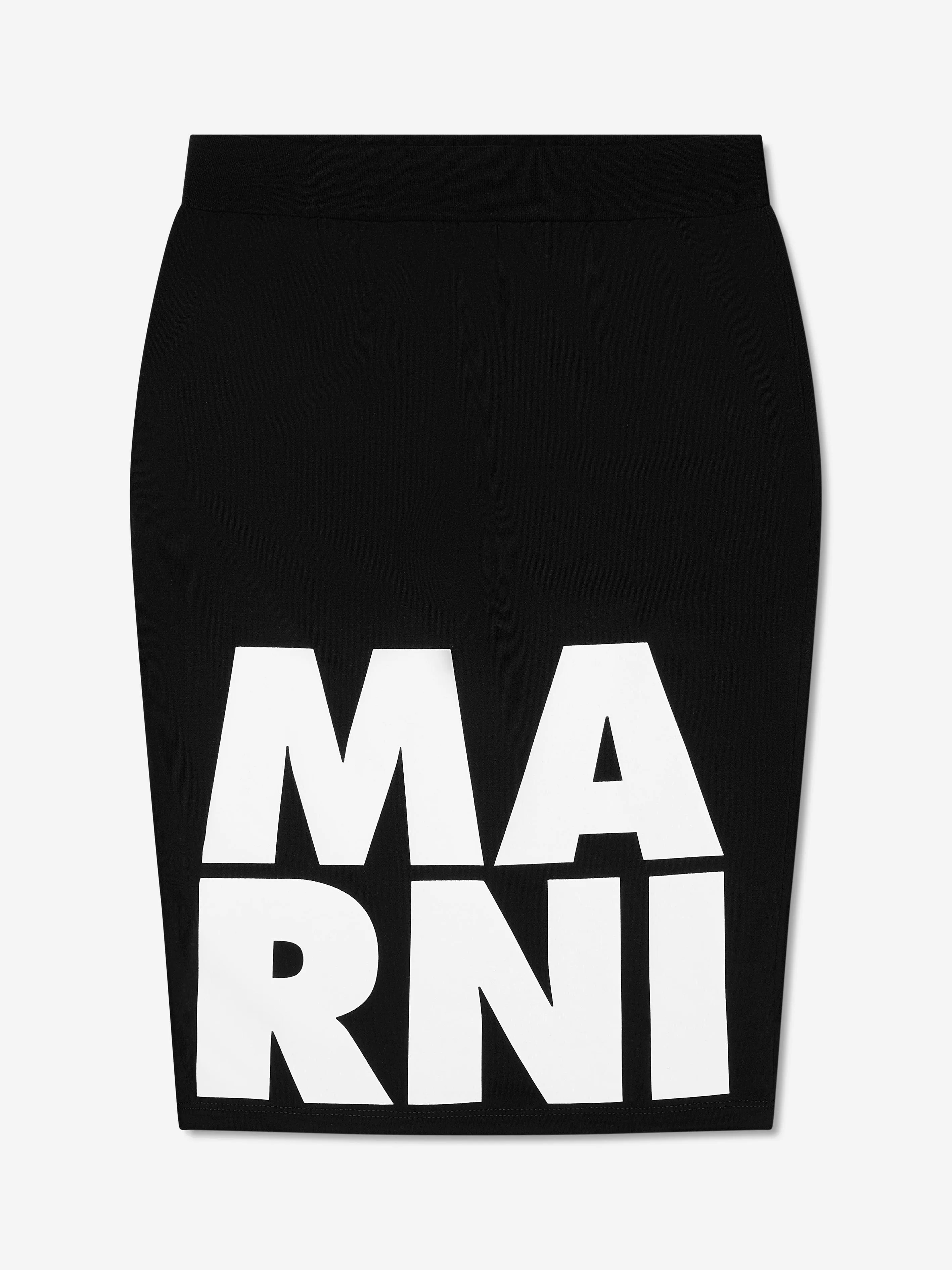 MARNI Girls Logo Midi Skirt in Black