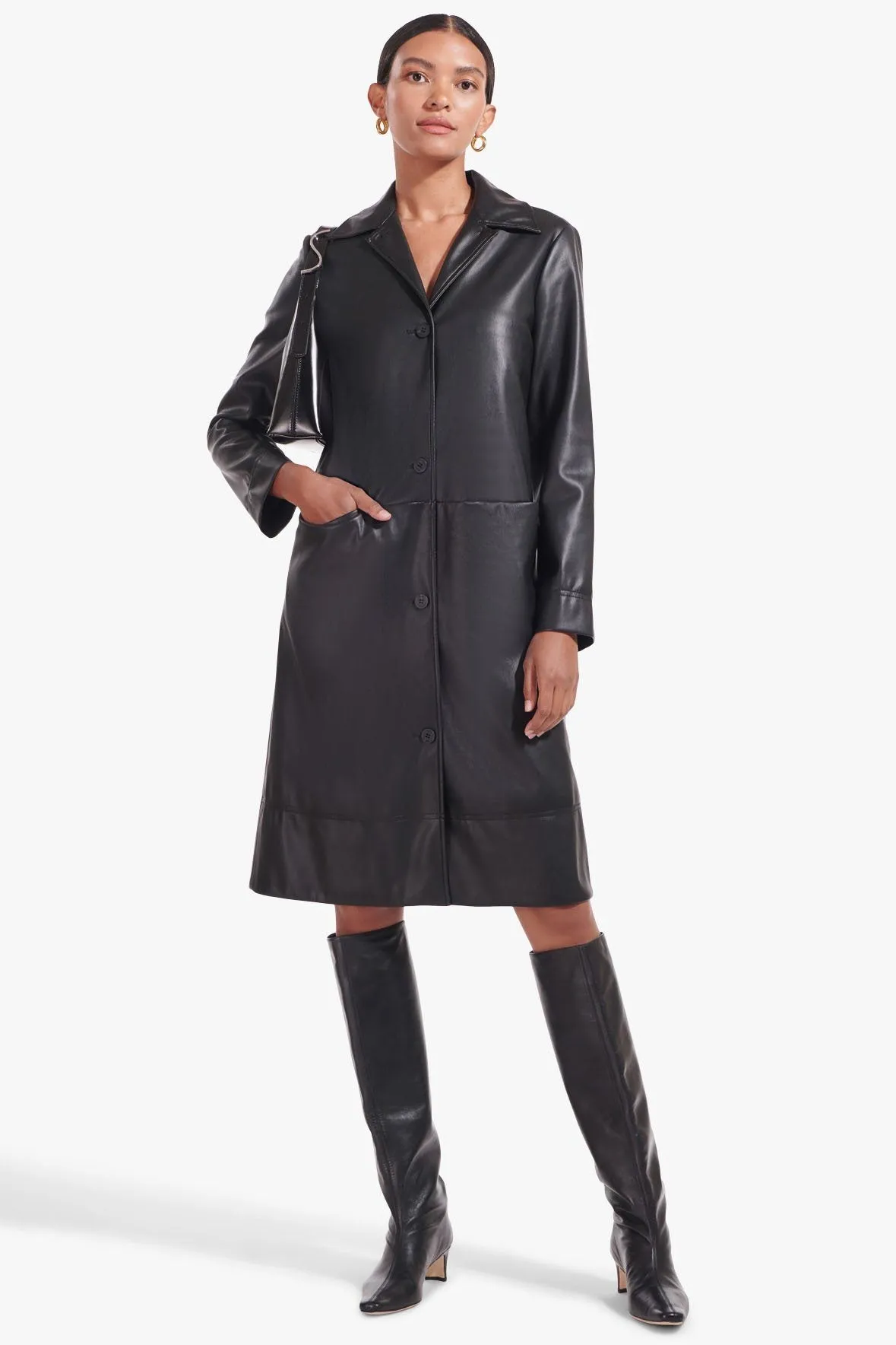 MAURA COAT | BLACK VEGAN LEATHER