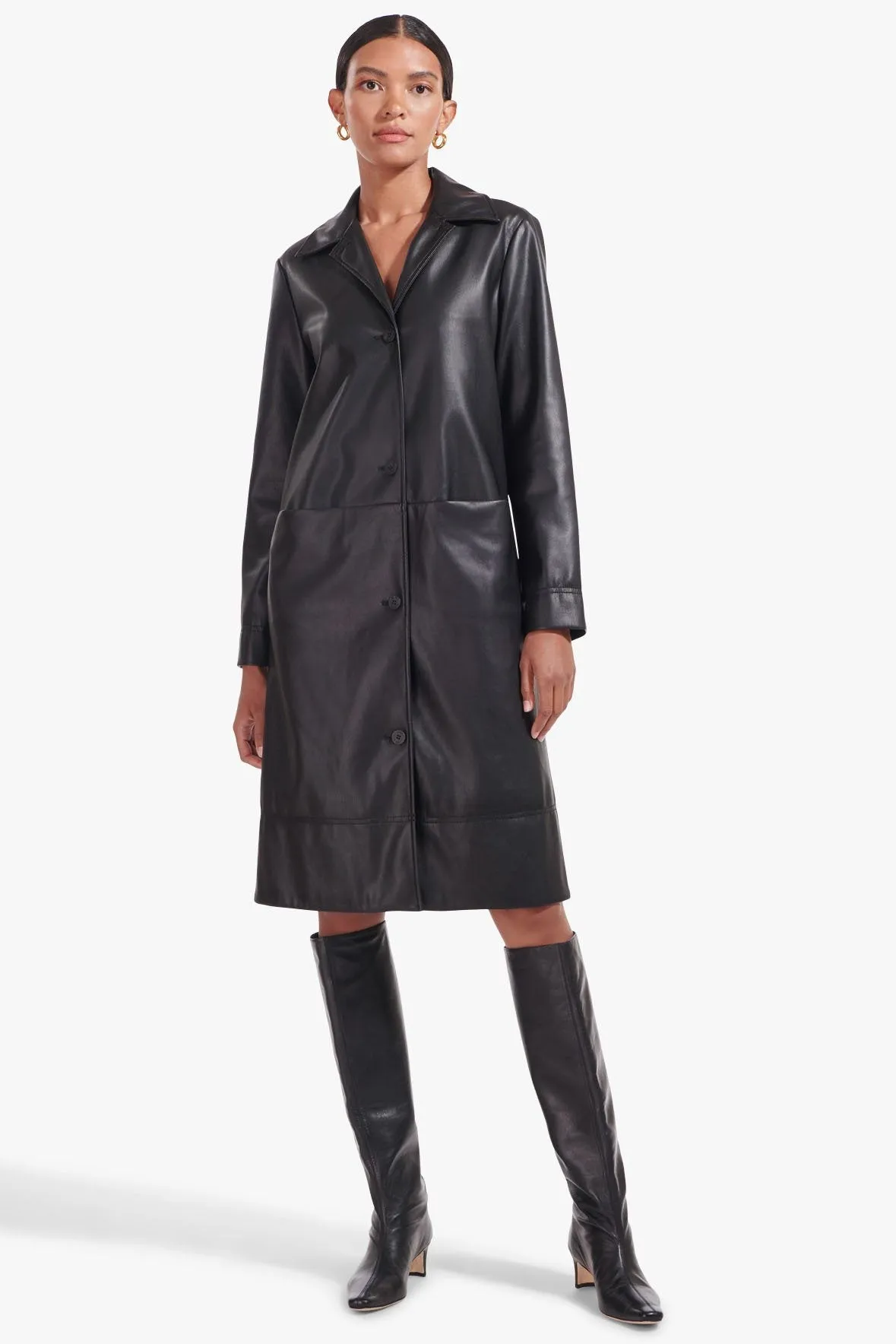 MAURA COAT | BLACK VEGAN LEATHER