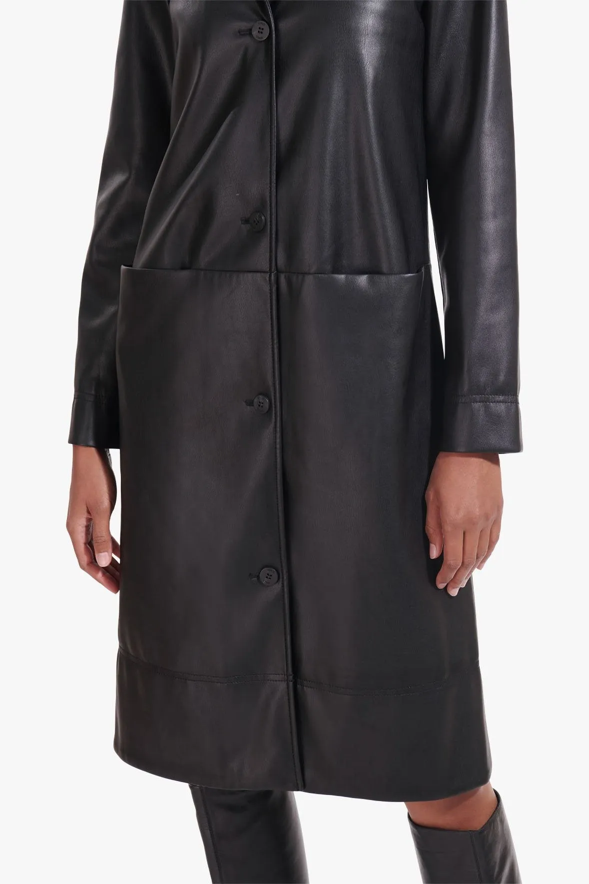 MAURA COAT | BLACK VEGAN LEATHER