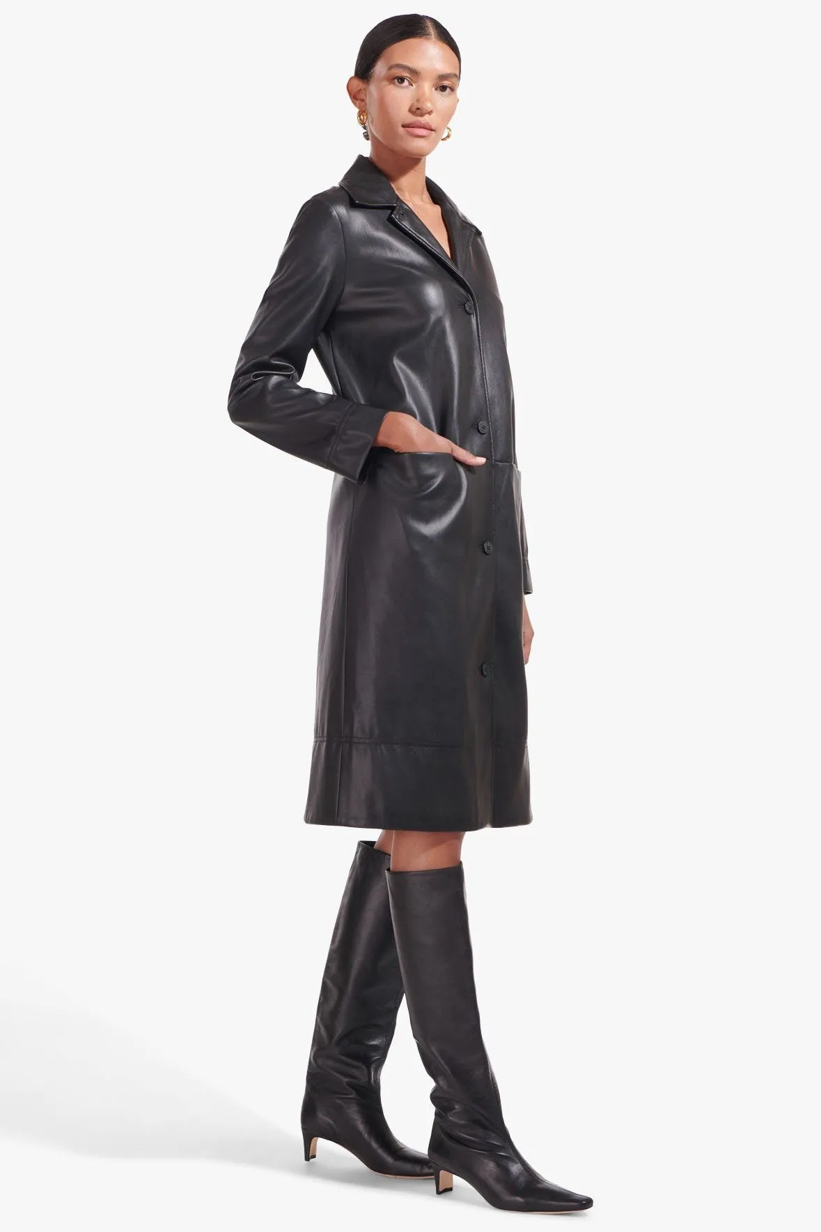 MAURA COAT | BLACK VEGAN LEATHER