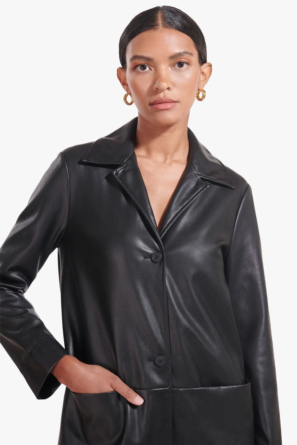 MAURA COAT | BLACK VEGAN LEATHER