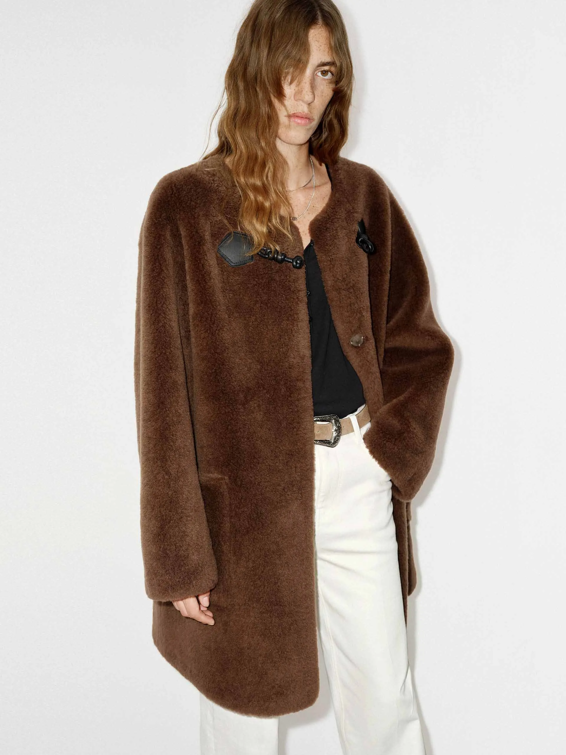 Midi Length Fuzzy Coat