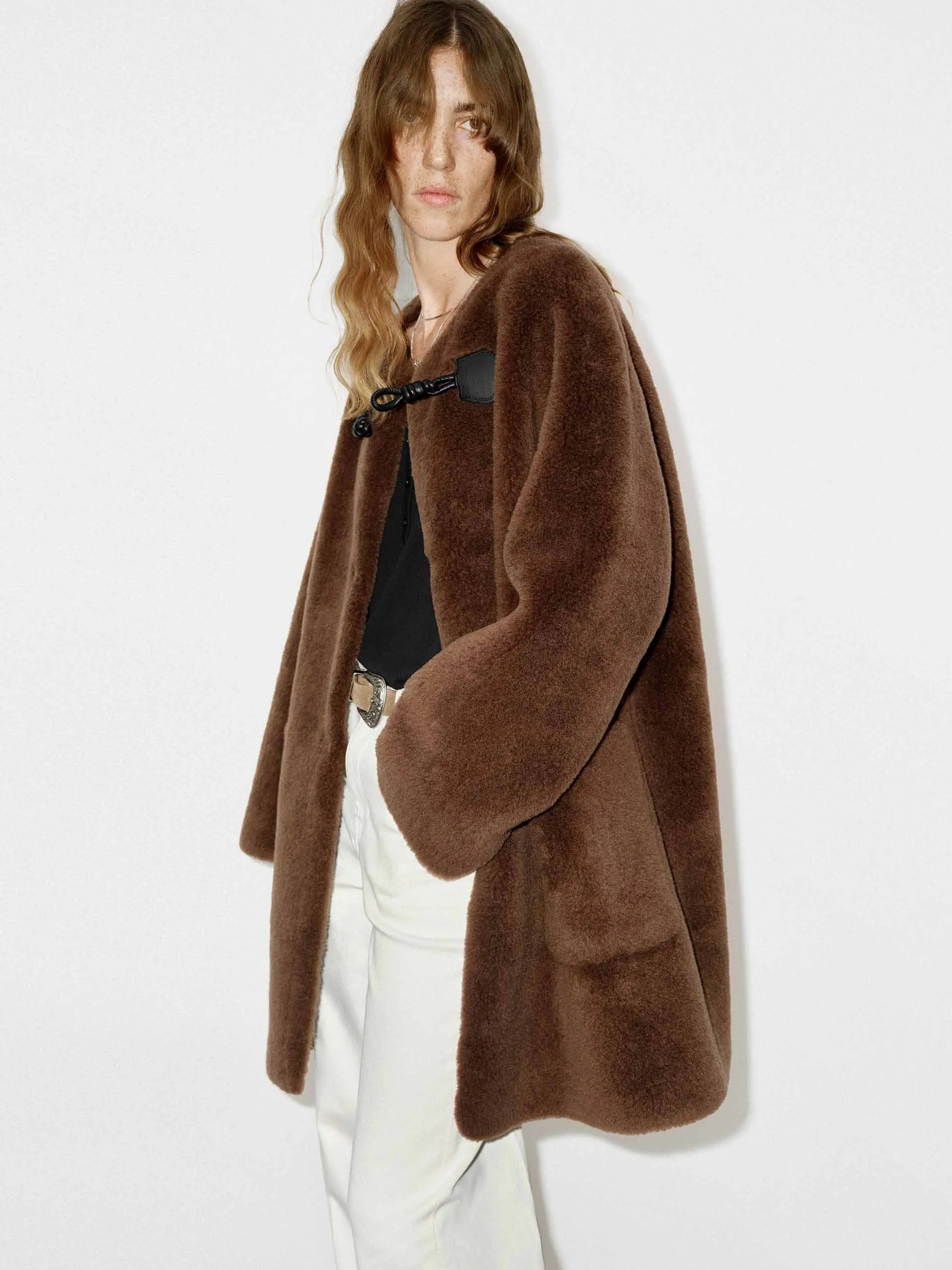 Midi Length Fuzzy Coat