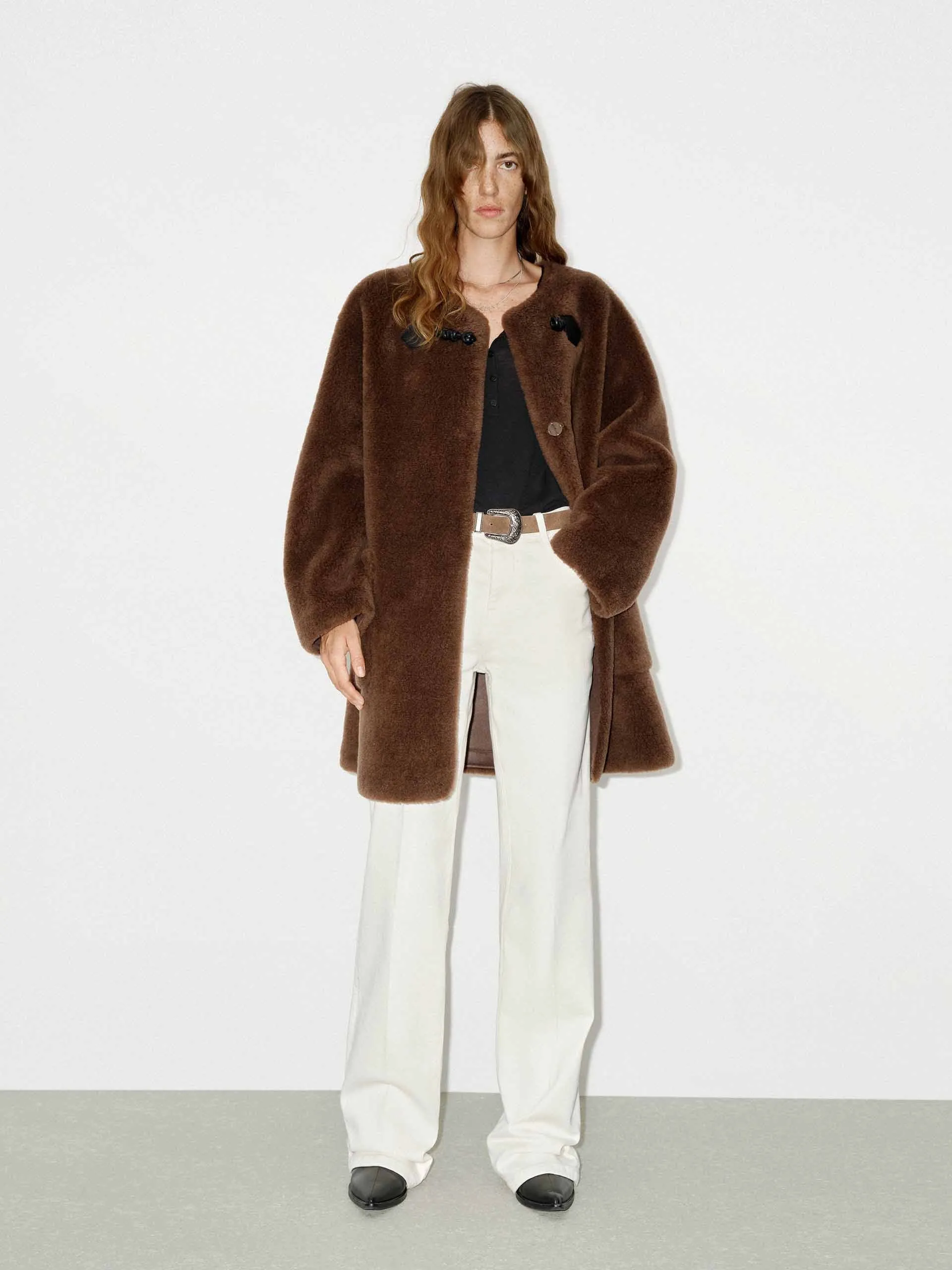 Midi Length Fuzzy Coat