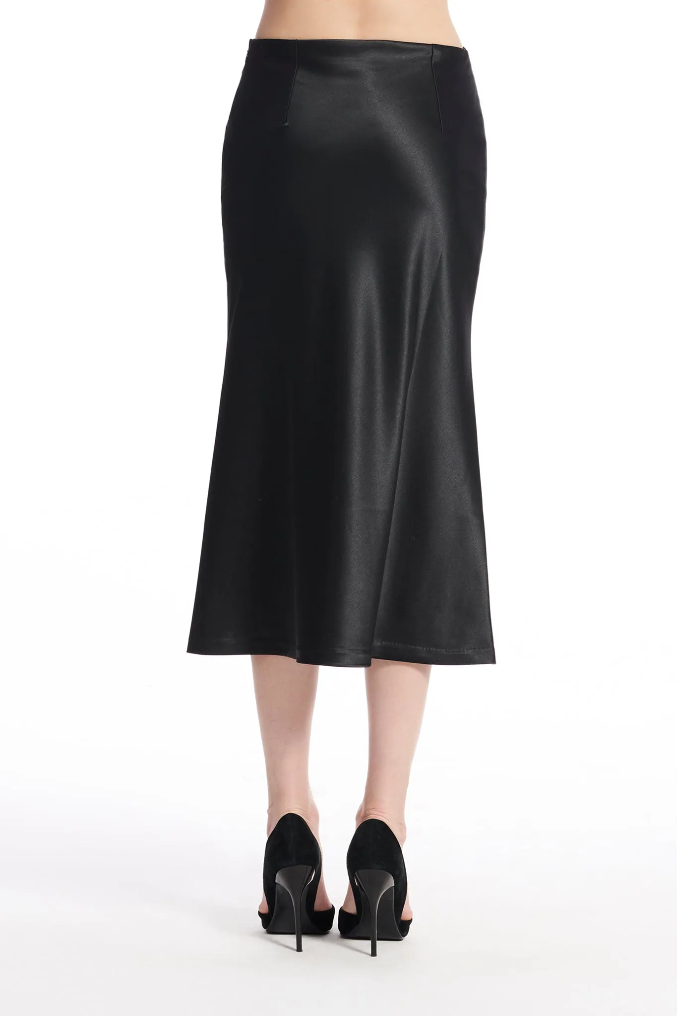 Midi Satin A-Line Bias Skirt