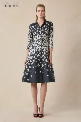 Mikado Butterfly Pattern Coat Dress