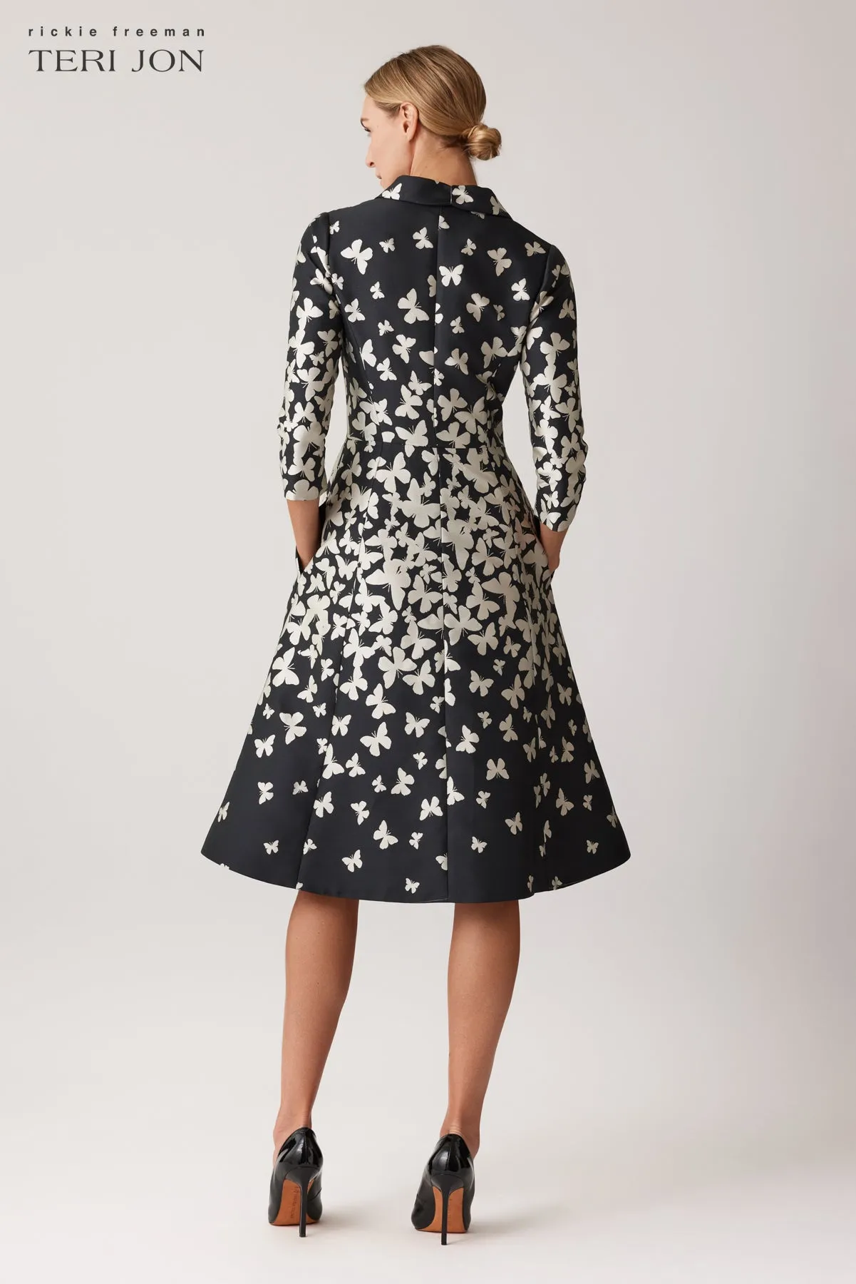 Mikado Butterfly Pattern Coat Dress