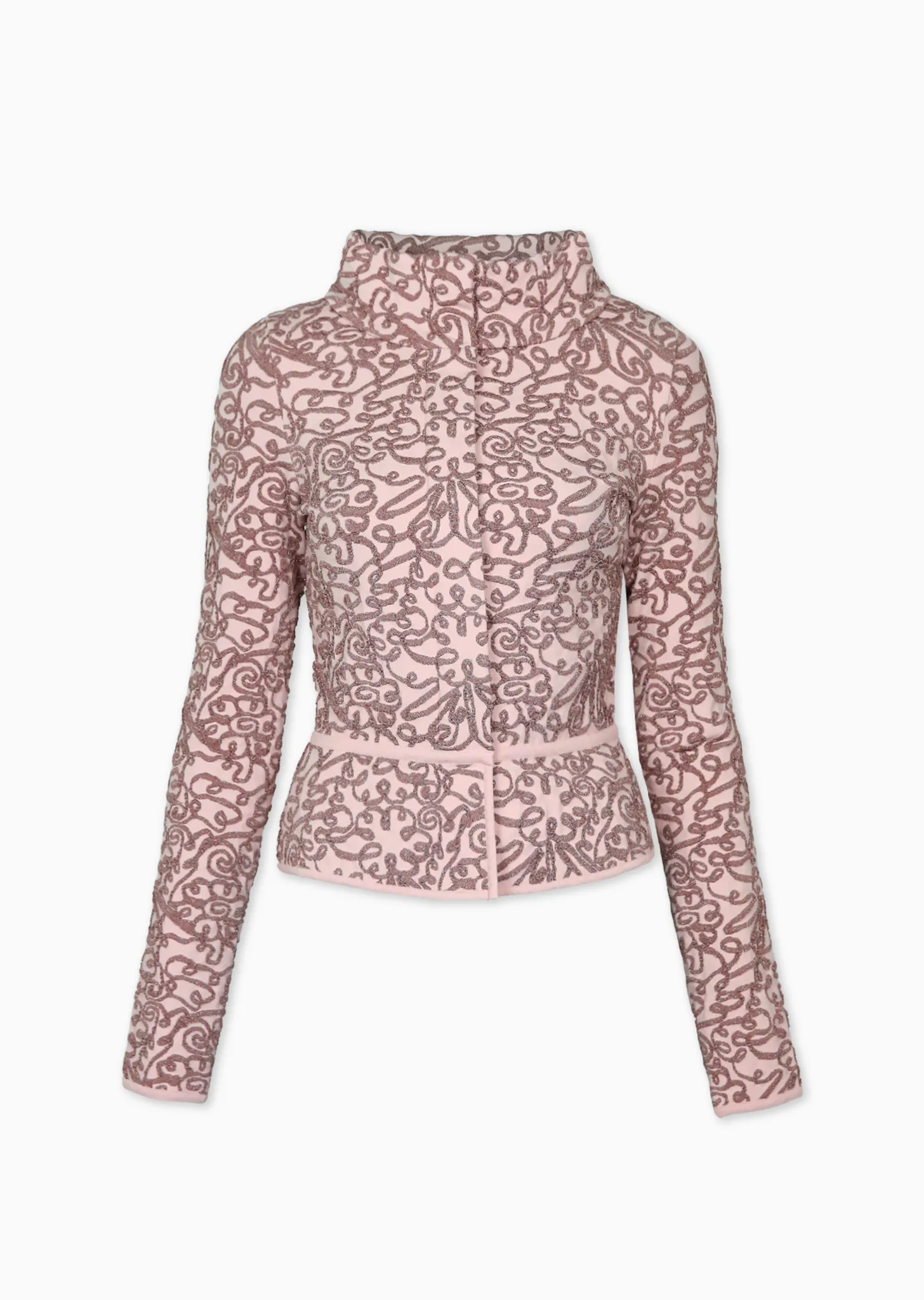 Monet - Textured Brocade Cropped Jacket with Peplum