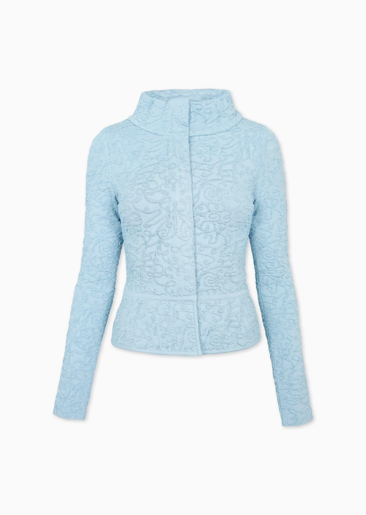 Monet - Textured Brocade Cropped Jacket with Peplum