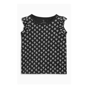 Next Baby Girls Black Printed Frill Vest