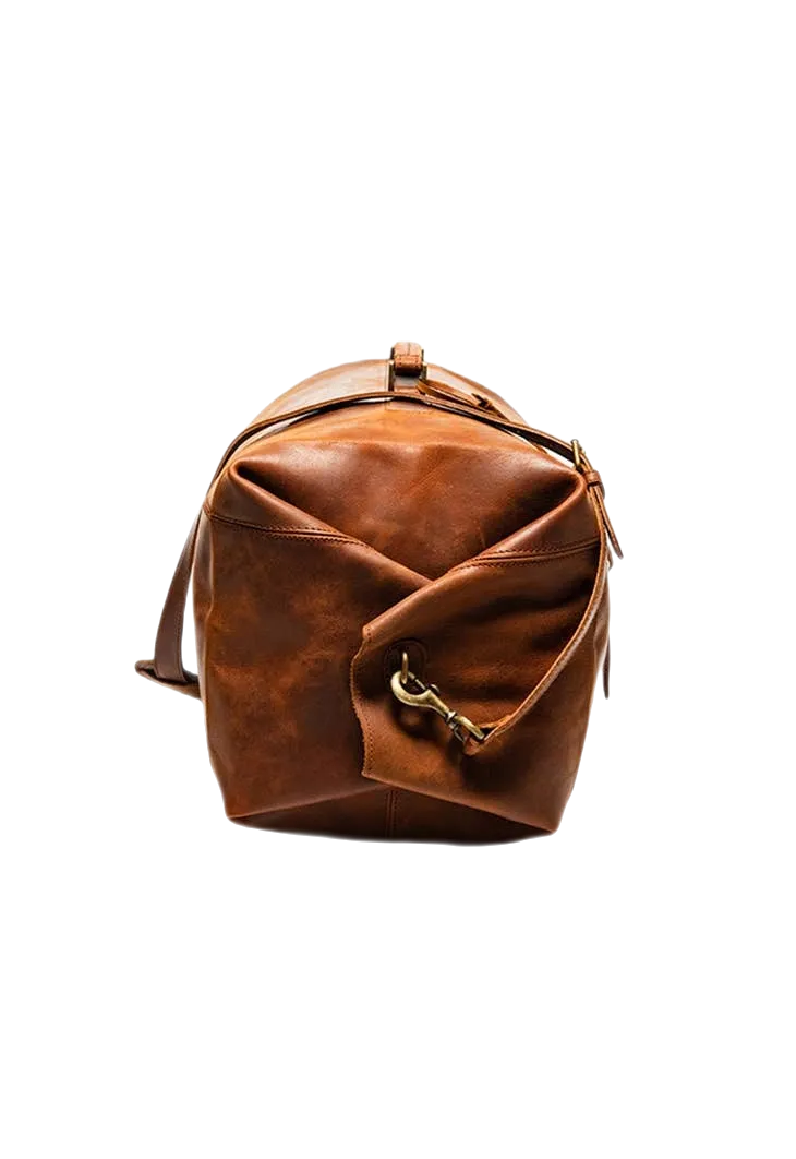 Nicole Military Leather Duffle Bag Tan