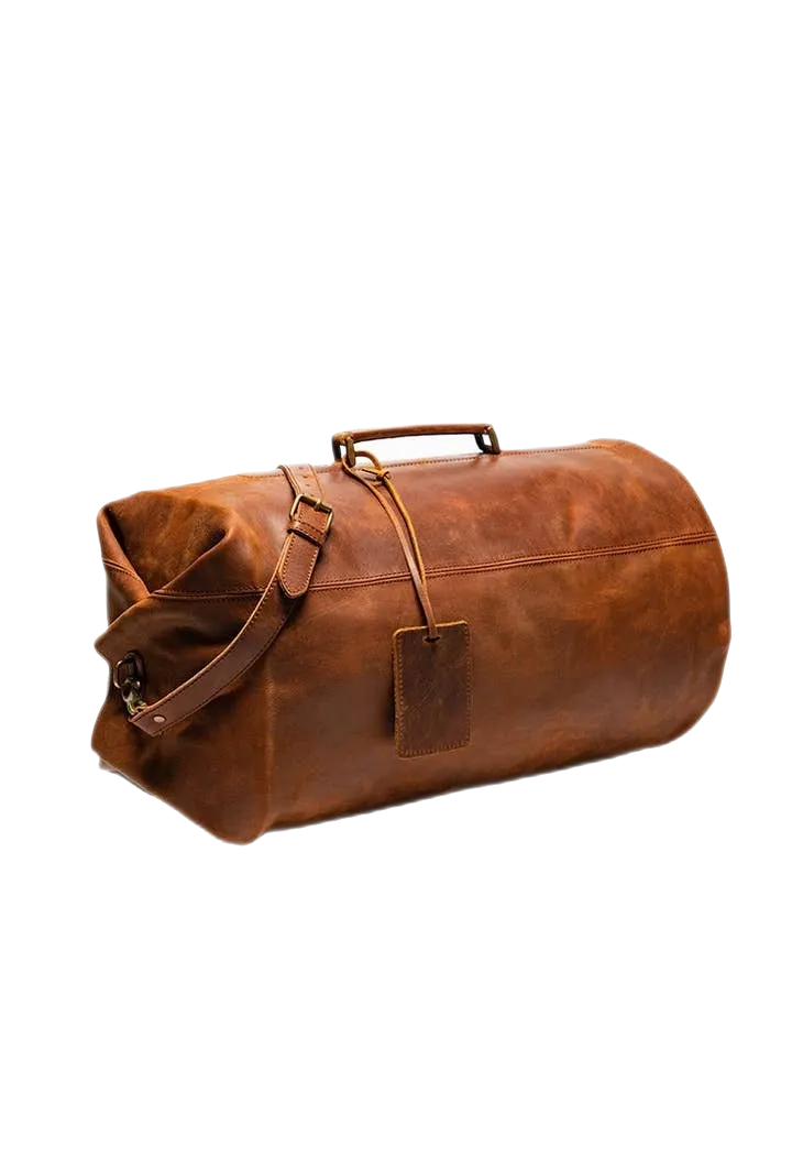 Nicole Military Leather Duffle Bag Tan