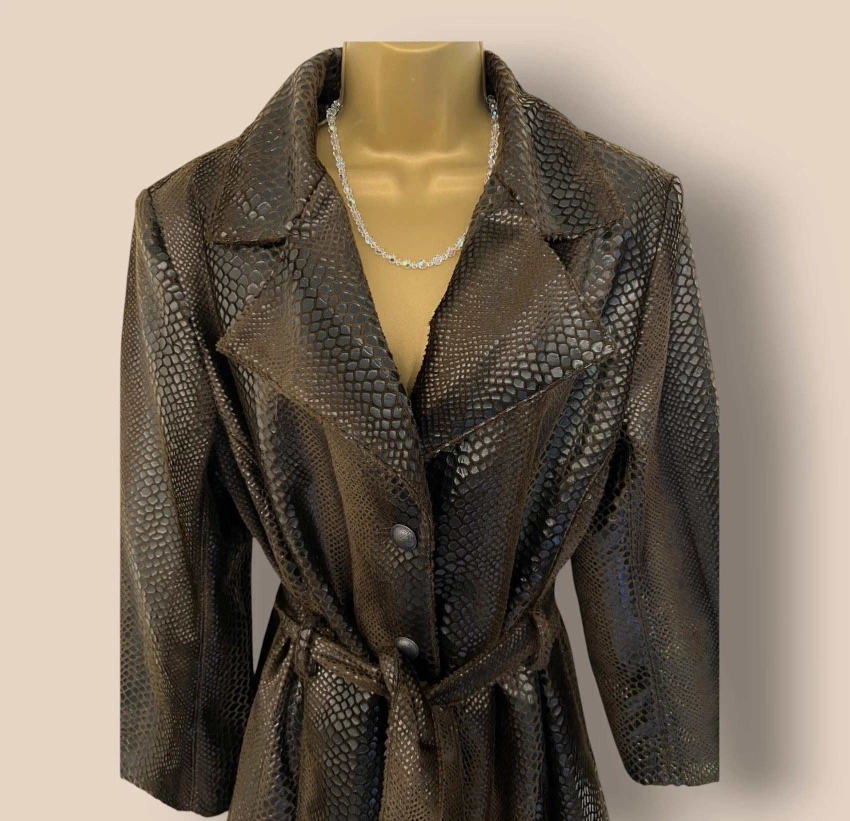 Nicowa Womens Vintage Brown Snakeskin Autumn/Winter Coat UK 16 US 12 EU 44