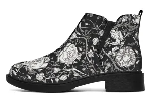 Noir Bouquet Chelsea Boots - Comfy Slip-On - Soft & Water-Resistant Micro-Suede Vegan Shoes