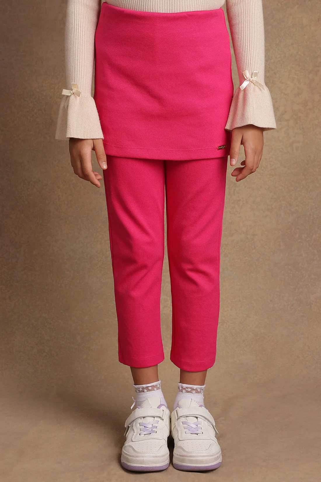 One Friday Kids Girls Pink Skirt With attached Jeggings