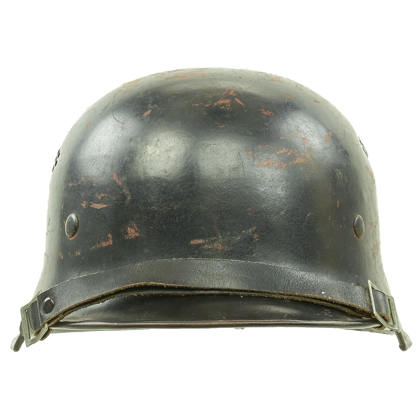 Original German WWII M34 Square Dip NSDAP Double Decal Civic Police Steel Helmet - Size 55