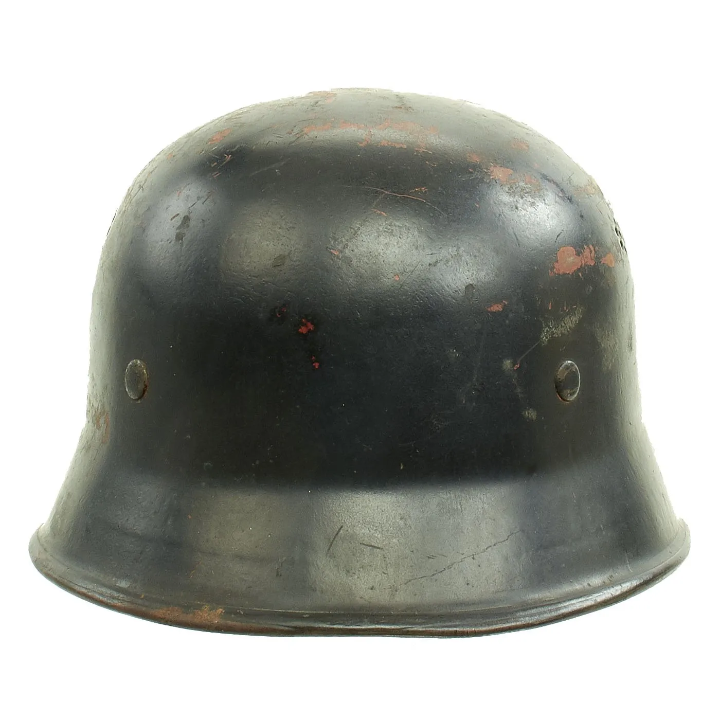 Original German WWII M34 Square Dip NSDAP Double Decal Civic Police Steel Helmet - Size 55