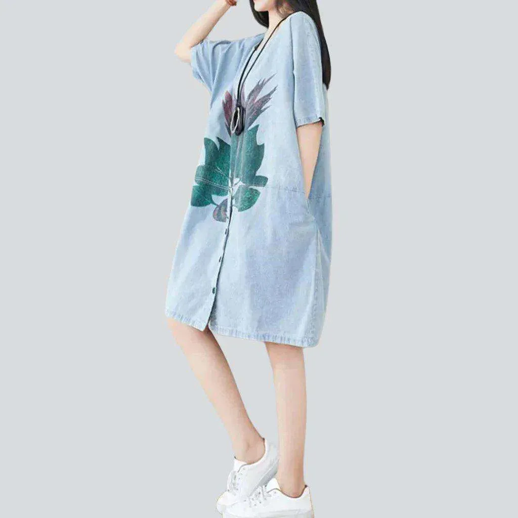 Painted street midi jean dress