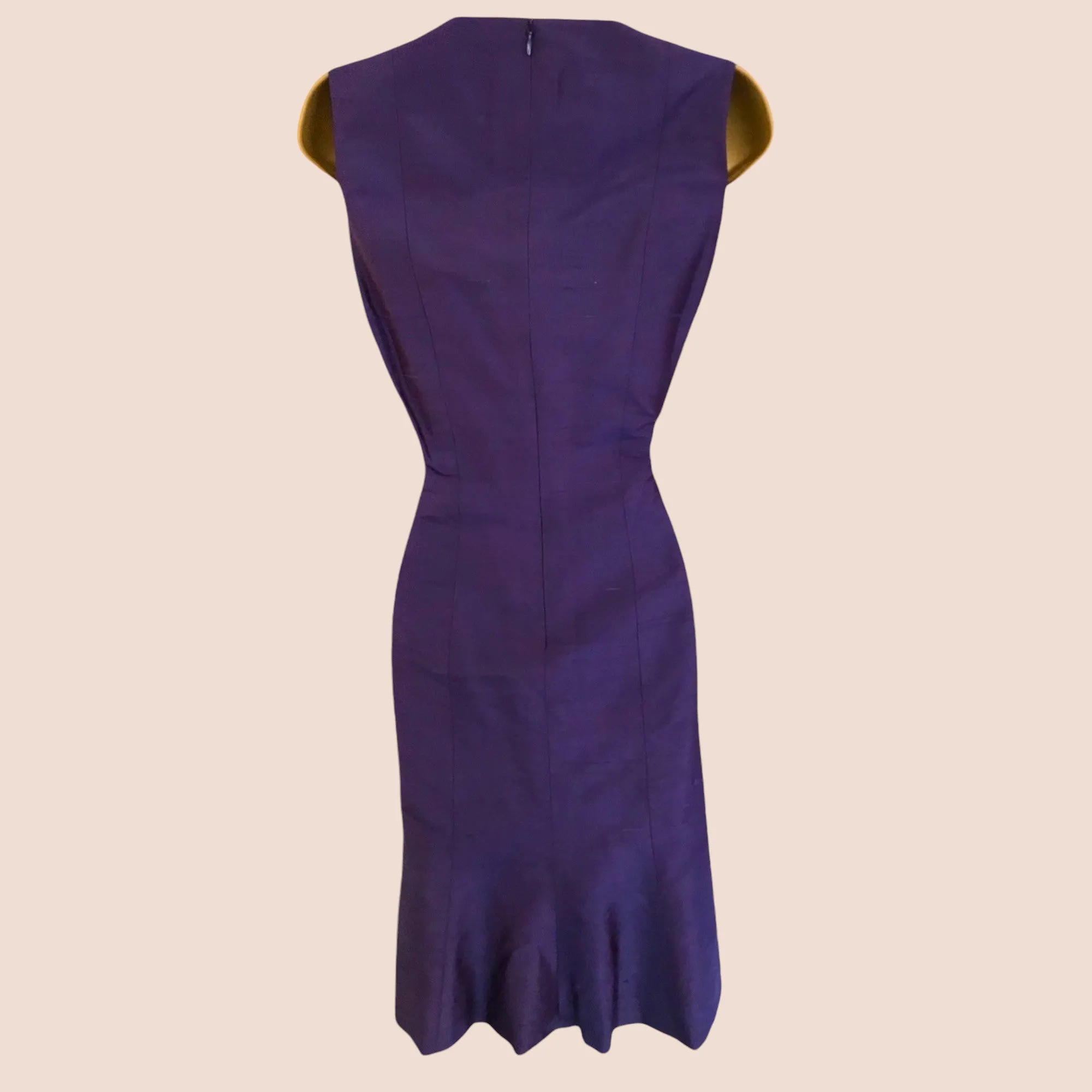 Paule Vasseur Purple Silk Special Occasion Outfit UK 10 US 6 EU 38