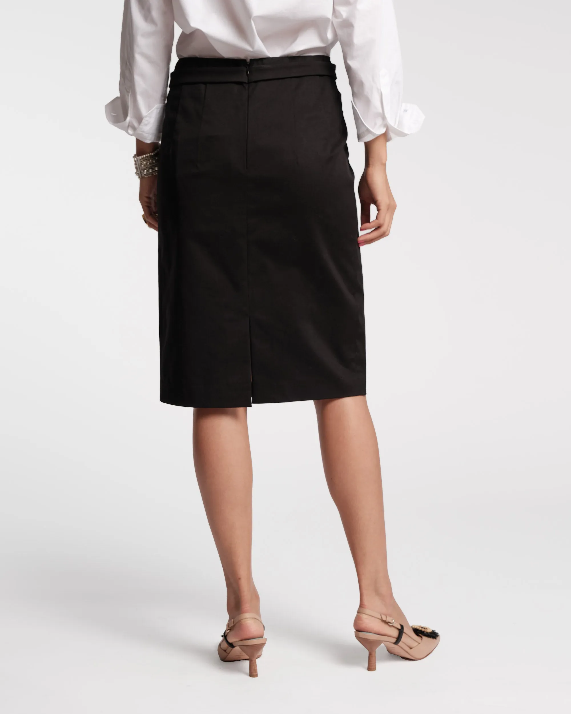 Pencil Skirt Stretch Cotton Black