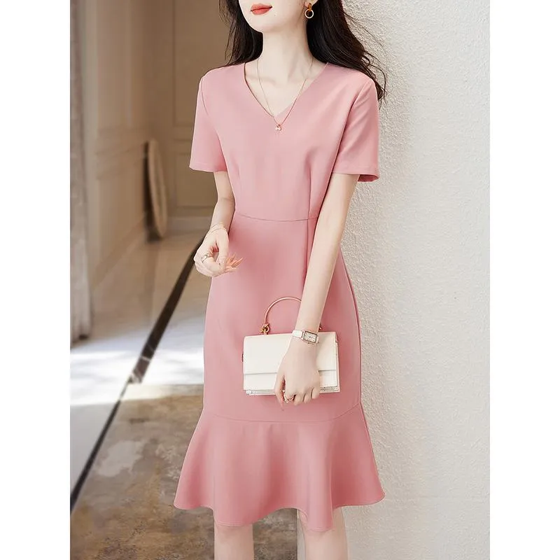 Pink Exquisite Elegant Slimming Cinched Waist Dress