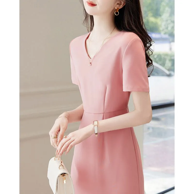 Pink Exquisite Elegant Slimming Cinched Waist Dress